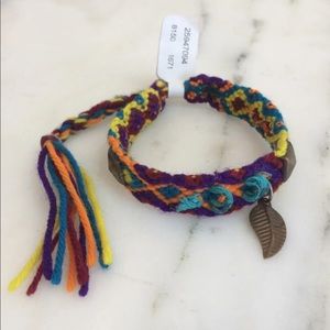 Leaf Charm Yarn Knit Bracelet